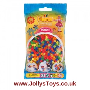 Pack of 1000 Hama Beads, Neon Mix